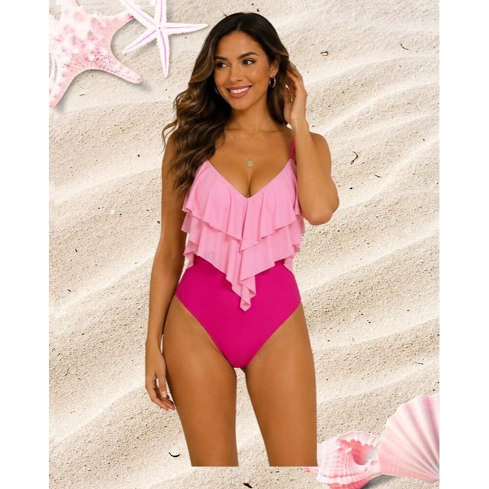 Pink Ruffle One-Piece Swimsuit - Picture 2 of 6